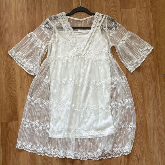 NWT White Lace Overlay Babydoll Dress and Slip. Coquette. Twee. Romantic. - Picture 1 of 5
